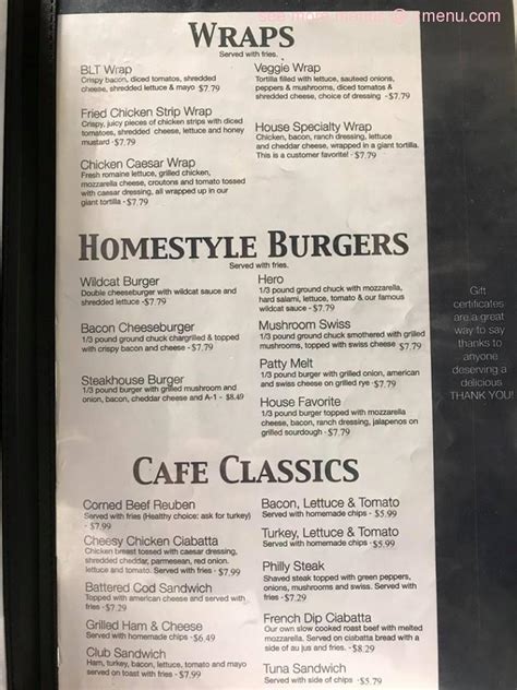 michelle's cafe menu.